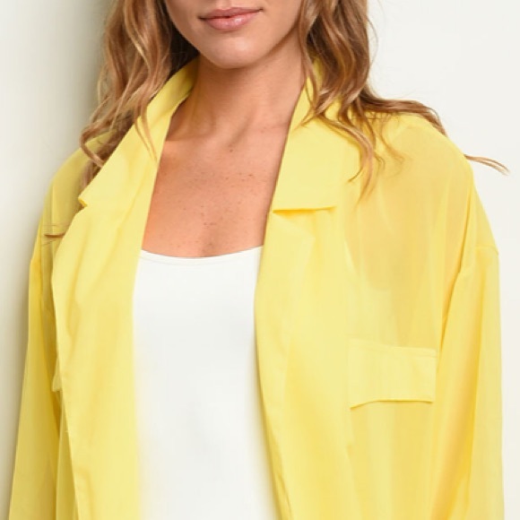 Yellow long sleeve sheer open front kimono - Picture 4 of 8